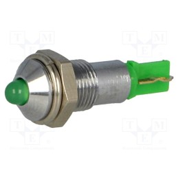 10 pcs : SMQD06204 - Indicator: LED, prominent, green, 24÷28VDC, Ø6.2mm, IP40, metal