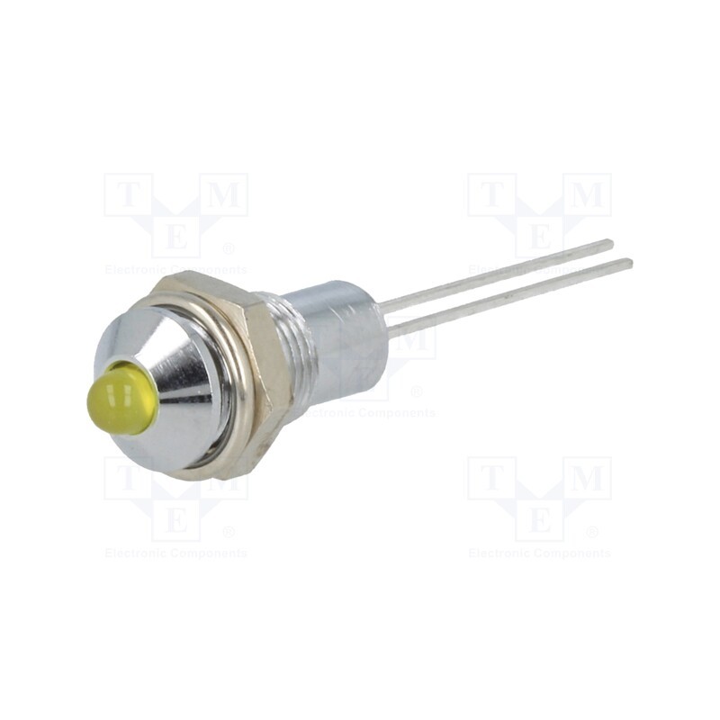 20 pcs : SMQS061 - Indicator: LED, prominent, yellow, Ø6.2mm, IP40, for PCB, brass