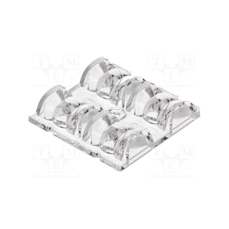10 pcs : C13749_HB-2X2-O - LED lens, square, transparent, 19÷30°, H: 10.6mm, Body dim: 50x50mm