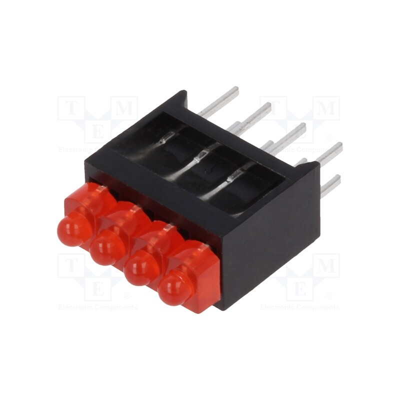 10 pcs : 2413.2431000000001 - LED, in housing, red, 1.8mm, No.of diodes: 4, 20mA, 70°, 1÷5mcd