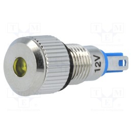 10 pcs : GQ8F-D/Y/12 - Indicator: LED, flat, yellow, 12VDC, Ø8mm, IP67, for soldering