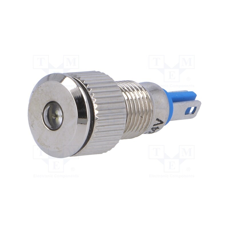 10 pcs : GQ8F-D/W/24 - Indicator: LED, flat, white, 24VDC, Ø8mm, IP67, for soldering, brass