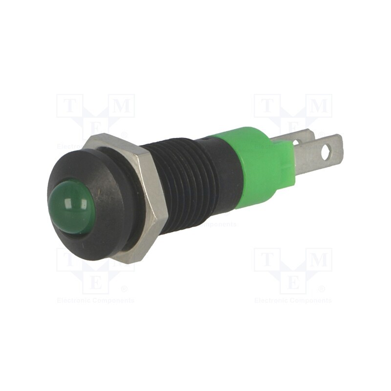 10 pcs : SMRD08214 - Indicator: LED, prominent, green, 24÷28VDC, Ø8.2mm, IP40, metal