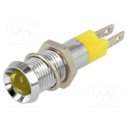 10 pcs : SMBD08112 - Indicator: LED, recessed, yellow, 12÷14VDC, Ø8.2mm, IP67, metal