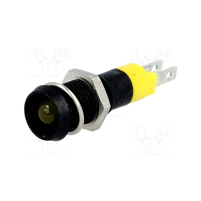 10 pcs : SMDD08114 - Indicator: LED, recessed, yellow, 24÷28VDC, Ø8.2mm, IP67, metal