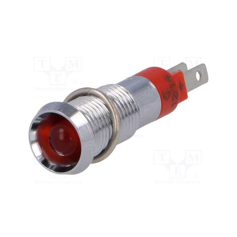 10 pcs : SMBD08012 - Indicator: LED, recessed, red, 12÷14VDC, Ø8.2mm, IP67, metal