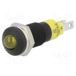 10 pcs : SMRD08112 - Indicator: LED, prominent, yellow, 12÷14VDC, Ø8.2mm, IP40, metal