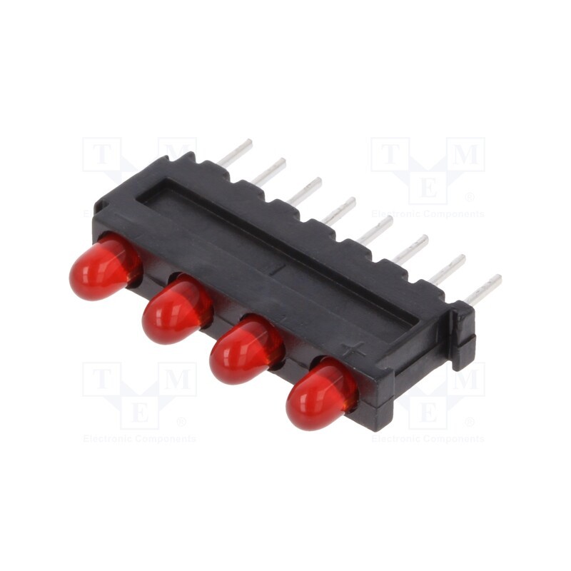 10 pcs : 2311.2431000000001 - LED, in housing, red, 2.8mm, No.of diodes: 4, 20mA, 60°, 15÷30mcd
