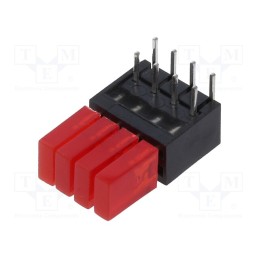 10 pcs : 2413.2433999999998 - LED, in housing, red, 1.8mm, No.of diodes: 4, 20mA, 110°, 3÷7mcd