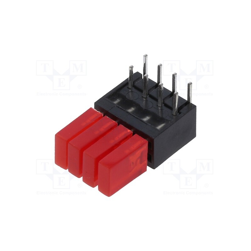 10 pcs : 2413.2433999999998 - LED, in housing, red, 1.8mm, No.of diodes: 4, 20mA, 110°, 3÷7mcd