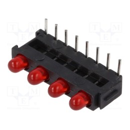 10 pcs : 2311.2431999999999 - LED, in housing, red, 2.8mm, No.of diodes: 4, 20mA, 60°, 15÷30mcd