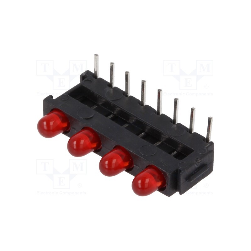 10 pcs : 2311.2431999999999 - LED, in housing, red, 2.8mm, No.of diodes: 4, 20mA, 60°, 15÷30mcd