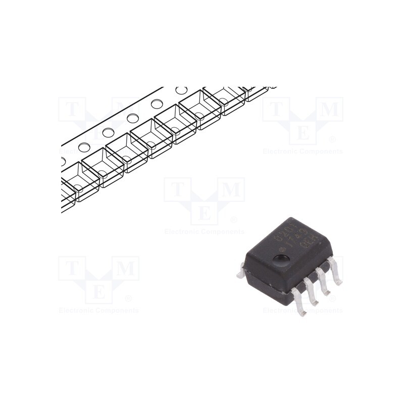 10 pcs : HCPL-0201-500E - Optocoupler, SMD, Ch: 1, OUT: gate, 3.75kV, 5Mbps, SO8, 1kV/μs