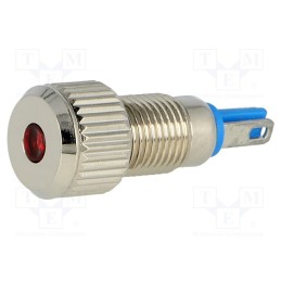10 pcs : GQ8F-D/R/12 - Indicator: LED, flat, red, 12VDC, Ø8mm, IP67, for soldering, brass