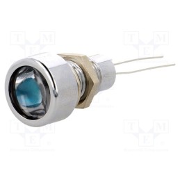 10 pcs : SDML084 - Indicator: LED, flat, blue, Ø8.2mm, IP67, for PCB, brass, ØLED: 5mm