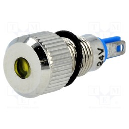 10 pcs : GQ8F-D/Y/24 - Indicator: LED, flat, yellow, 24VDC, Ø8mm, IP67, for soldering