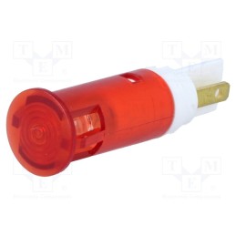 10 pcs : SKGU10027 - Indicator: LED, flat, red, 130VAC, Ø10.2mm, connectors 2,8x0,8mm