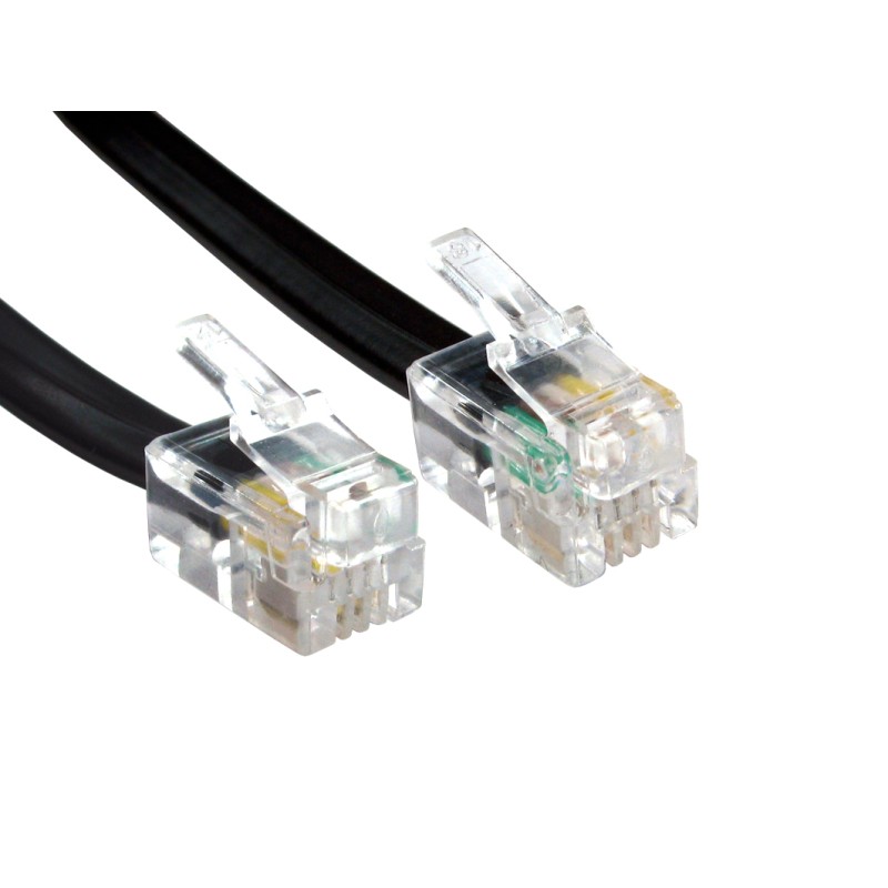 1 pcs - RS PRO Male RJ9 to Male RJ9 Telephone Cable, Black Sheath