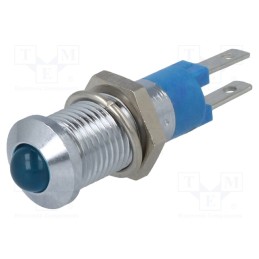 10 pcs : SMQD08412 - Indicator: LED, prominent, blue, 12÷14VDC, Ø8.2mm, IP40, metal