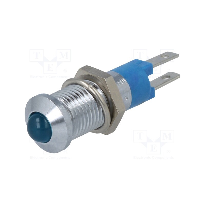 10 pcs : SMQD08412 - Indicator: LED, prominent, blue, 12÷14VDC, Ø8.2mm, IP40, metal