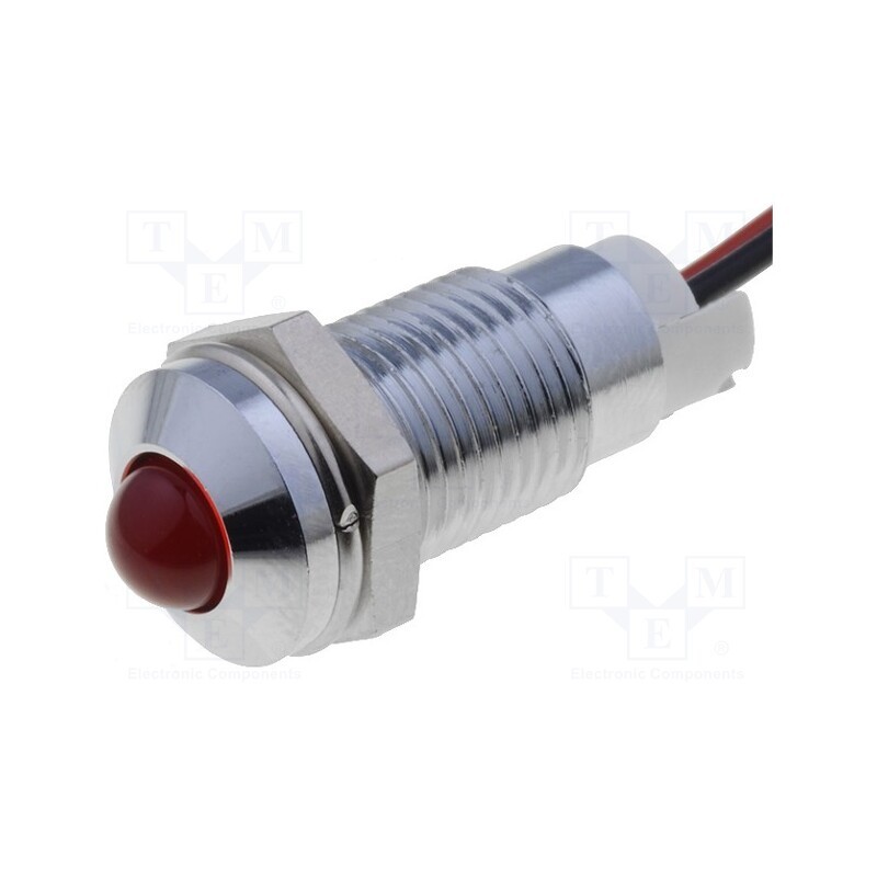 10 pcs : AMQD08/ALD504L030 - Indicator: LED, prominent, red, 24VDC, Ø8mm, Body: silver