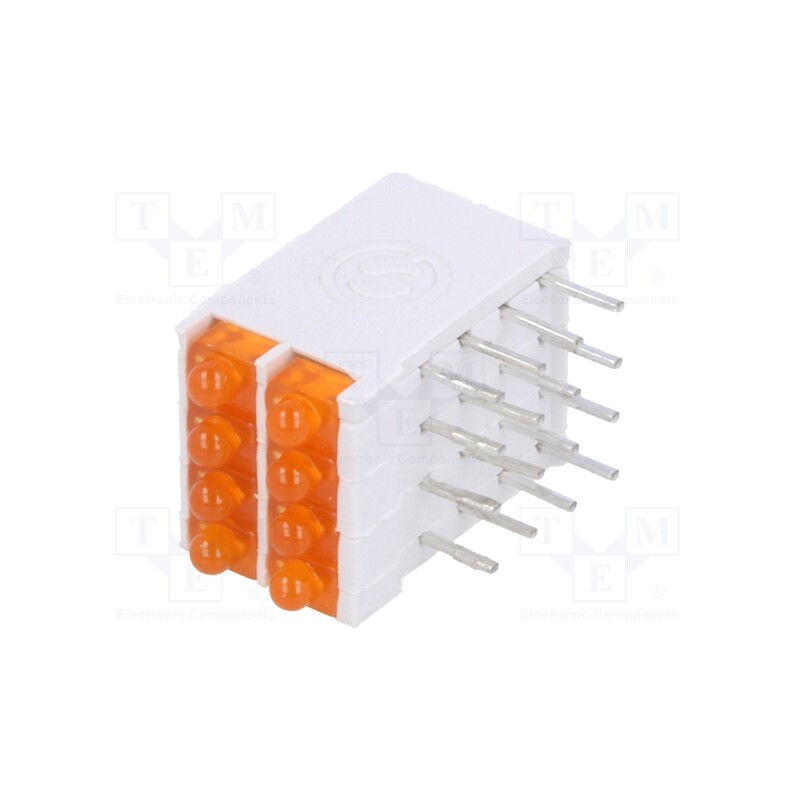 10 pcs : DBI04333 - LED, in housing, orange, 1.8mm, No.of diodes: 8, 10mA, 70°, 2.05V