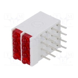 10 pcs : DBI04300 - LED, in housing, red, 1.8mm, No.of diodes: 8, 10mA, 38°, 2V, 13mcd