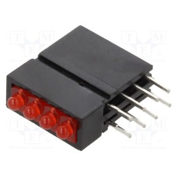 10 pcs : D.2400R - LED, in housing, red, 1.8mm, No.of diodes: 4, 20mA, 70°, 1÷5mcd