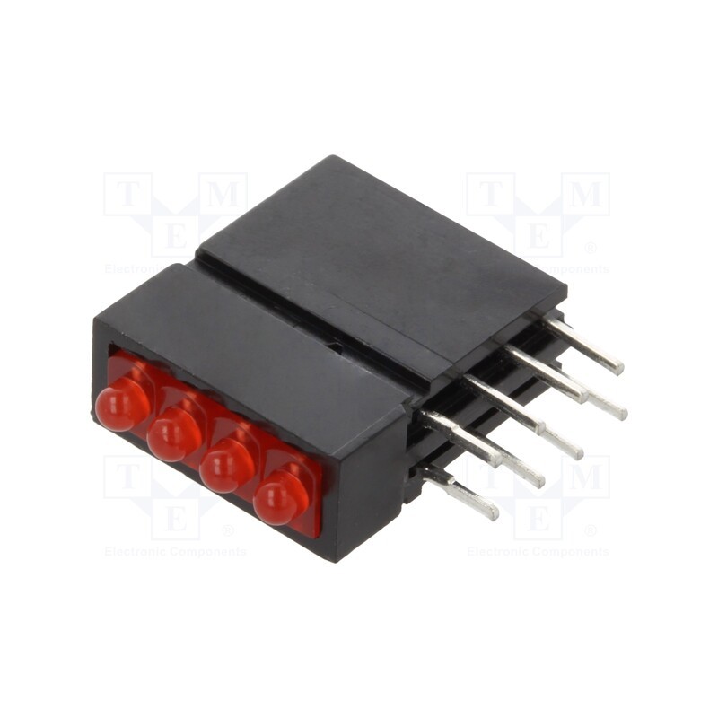 10 pcs : D.2400R - LED, in housing, red, 1.8mm, No.of diodes: 4, 20mA, 70°, 1÷5mcd