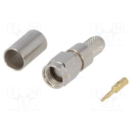 10 pcs : 321-102-002 (SMA-50/2-H155/W1.02) - Plug, SMA, male, straight, 50Ω, H155, crimped, for cable, PTFE