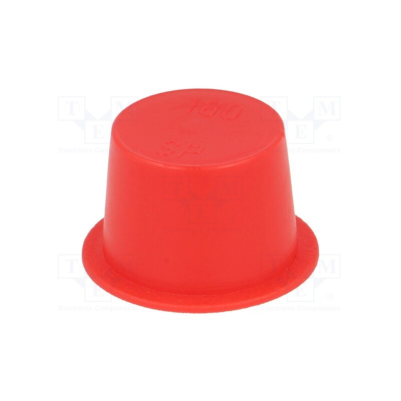 50 pcs : 12900 -AS - Plugs, Body: red, Out.diam: 30mm, H: 13.3mm, Mat: LDPE, push-in, round
