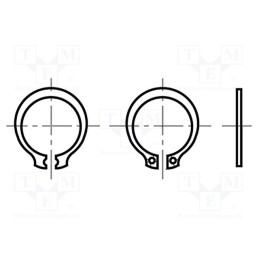 50 pcs : 1287141 - Circlip, spring steel, Shaft dia: 5.7mm, BN 818, Ring: external