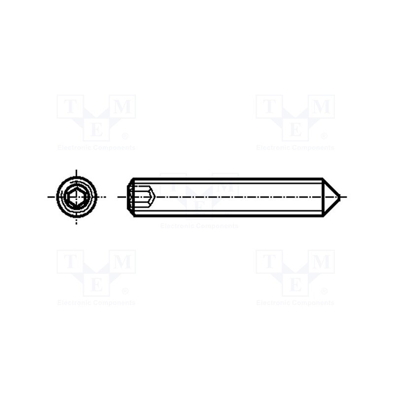50 pcs : 1236709 - Screw, M3x10, 0.5, Head: without head, hex key, A2 stainless steel