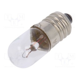 10 pcs : LAMP E10/6/150 - Filament lamp: miniature, E10, 6VDC, 150mA, Bulb: cylindrical, 1W