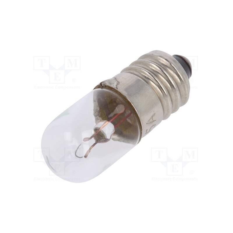 10 pcs : LAMP E10/6/150 - Filament lamp: miniature, E10, 6VDC, 150mA, Bulb: cylindrical, 1W