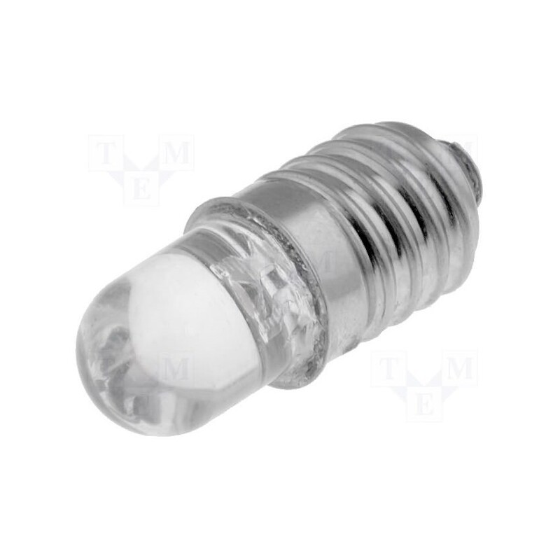 10 pcs : OPDK-W5DK8B31F - LED lamp, white, E10, 12VDC, 90mW, 30°