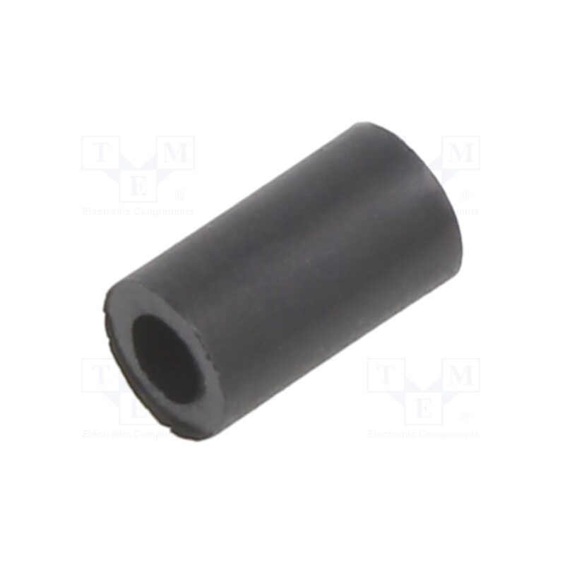 50 pcs : 384/2.2X07 - Spacer sleeve, cylindrical, polyamide, L: 7mm, Øout: 4mm, black
