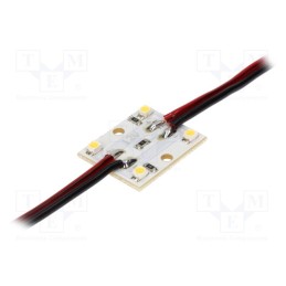 10 pcs : OF-LED4PLCC2-WW - LED, white warm, 0.48W, 21lm, 12VDC, 120°, No.of diodes: 4, 27x22mm