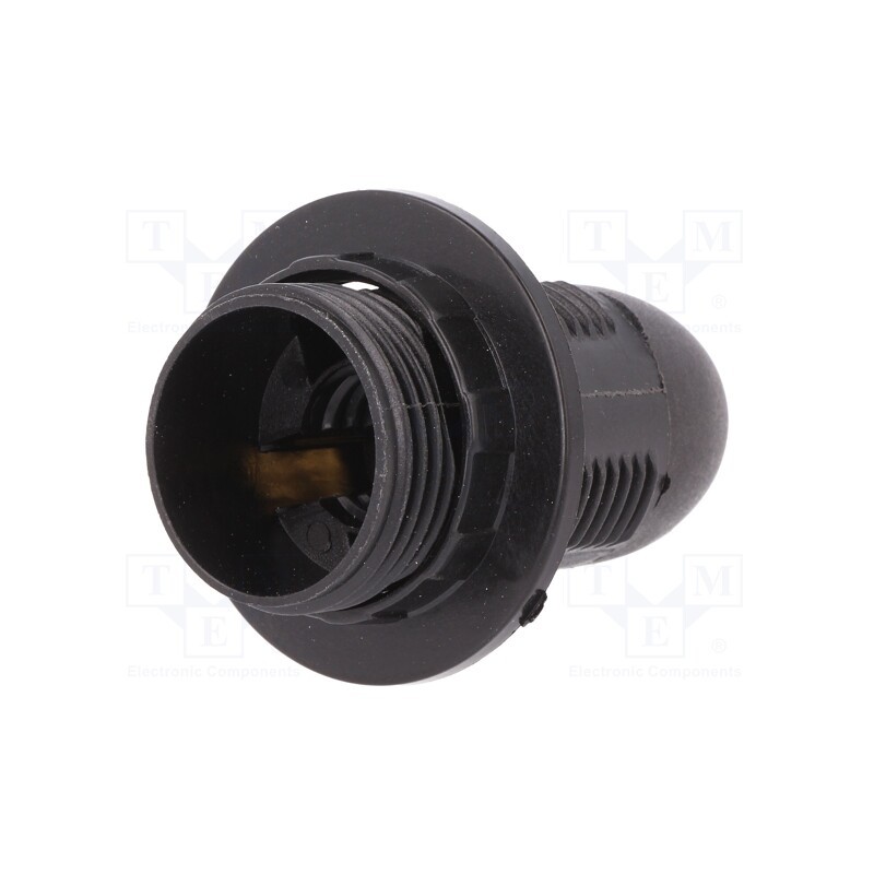 10 pcs : D.3027 - Lampholder: for lamp, E14, with flange, Body: black, Ø: 28mm, L: 57mm