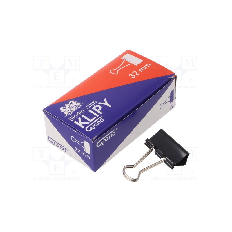 10 pcg : - Binder clip, Size: 32mm, 12pcs.