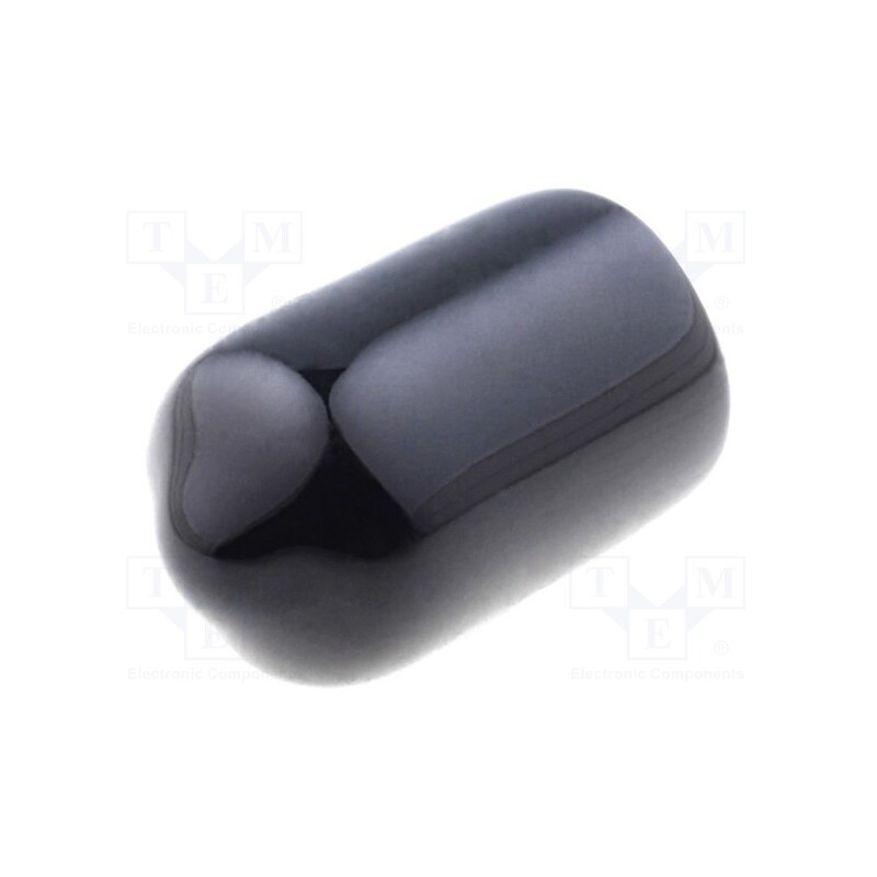 50 pcs : FIX-VCP07613-BK - Cap, Body: black, Øint: 7.6mm, Mat: PVC Soft, L: 13mm, Wall thick: 1mm
