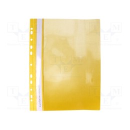 50 pcs : - Document wallet, with holes, A4, yellow, PVC