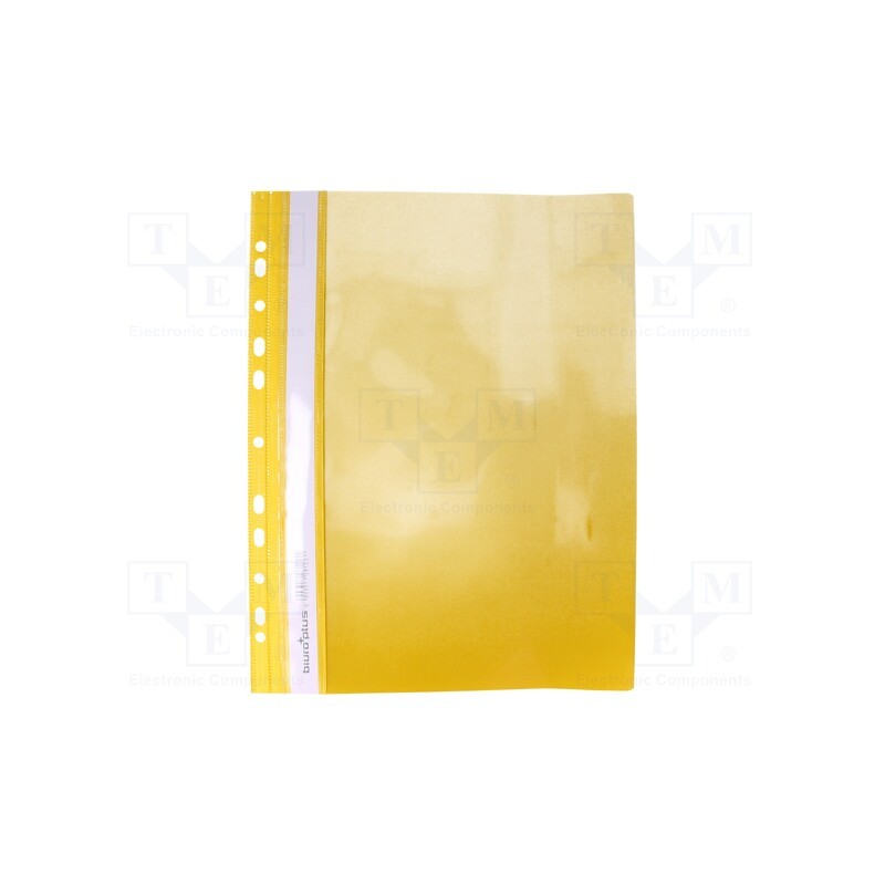 50 pcs : - Document wallet, with holes, A4, yellow, PVC