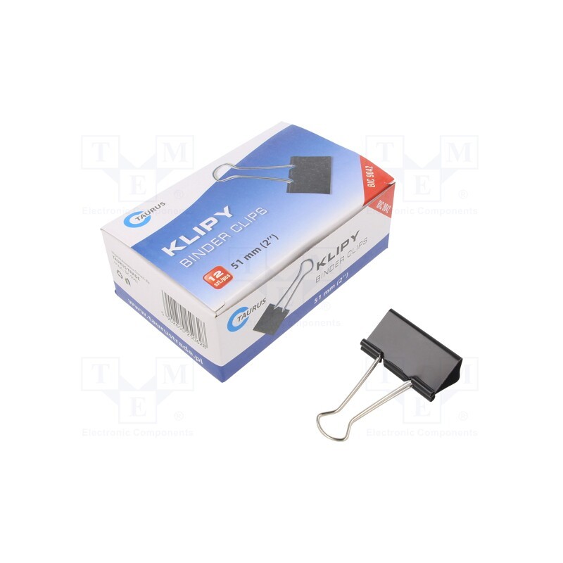 10 pcg : - Binder clip, Size: 51mm, 12pcs.