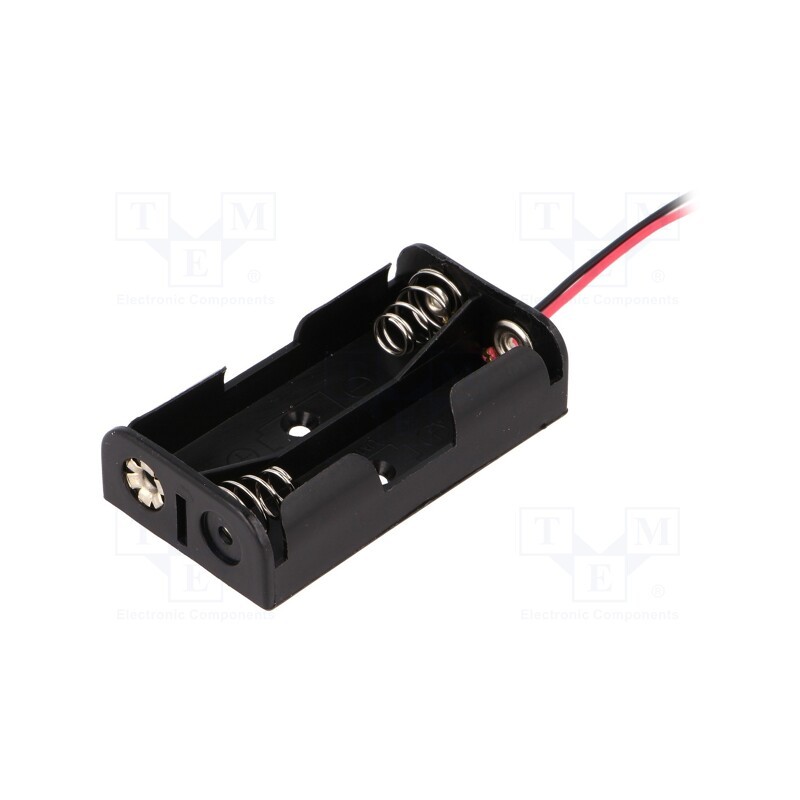 10 pcs : BH-321-2A - Holder, AA,R6, Batt.no: 2, cables, black, 150mm
