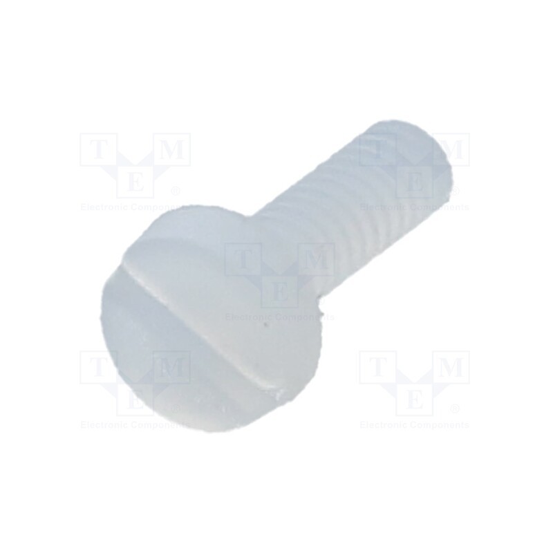 50 pcs : 8G201M2X06 - Screw, M2x6, 0.4, Head: cheese head, slotted, 0,6mm, polyamide