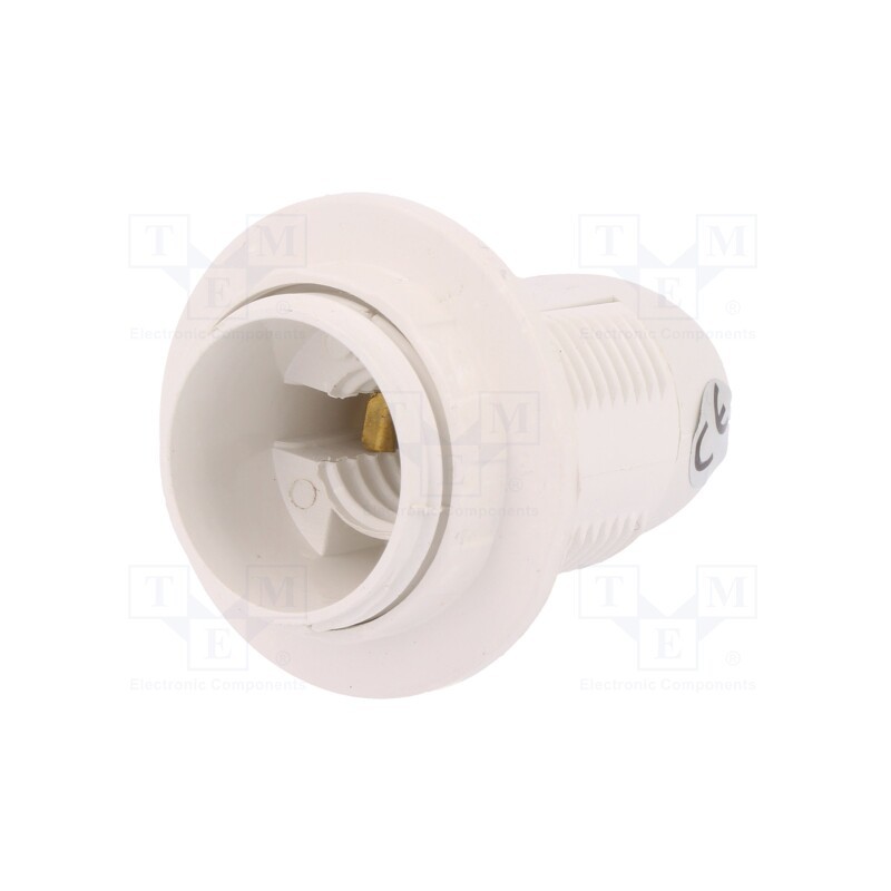 10 pcs : D.3027B - Lampholder: for lamp, E14, with flange, Body: white, Ø: 28mm, L: 57mm
