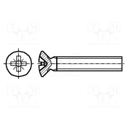 50 pcs : 8G208M4X08 -AS - Screw, M4x8, 0.7, Head: countersunk, Phillips, polyamide, ISO 7047