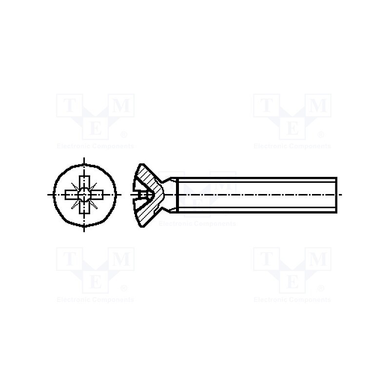 50 pcs : 8G208M4X08 -AS - Screw, M4x8, 0.7, Head: countersunk, Phillips, polyamide, ISO 7047