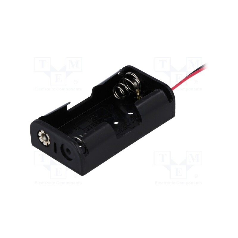 10 pcs : BH-321-1A - Holder, AA,R6, Batt.no: 2, cables, black, 150mm